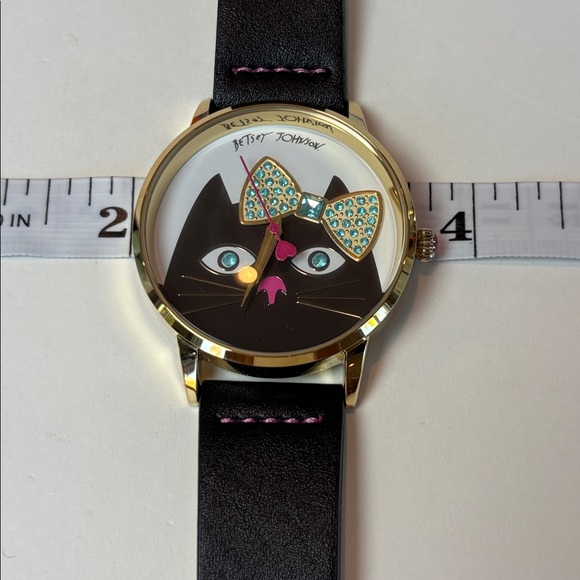 Betsey Johnson Black Cat With Bow Watch - Picture 5 of 5